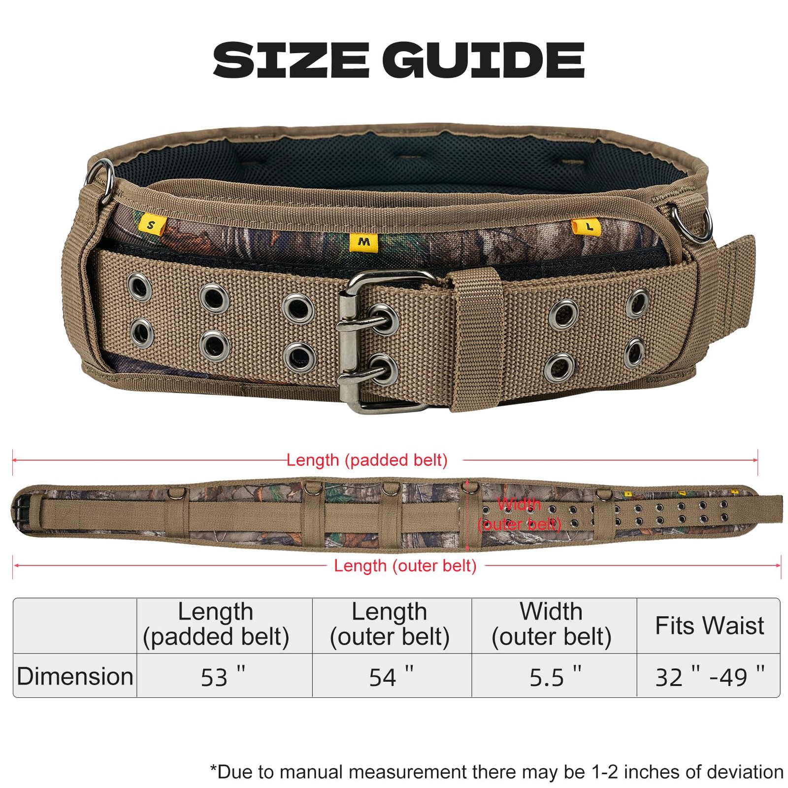MELOTOUGH Camo Tool Belt with Suspenders Camouflage Tool Bag Supenders Framer…