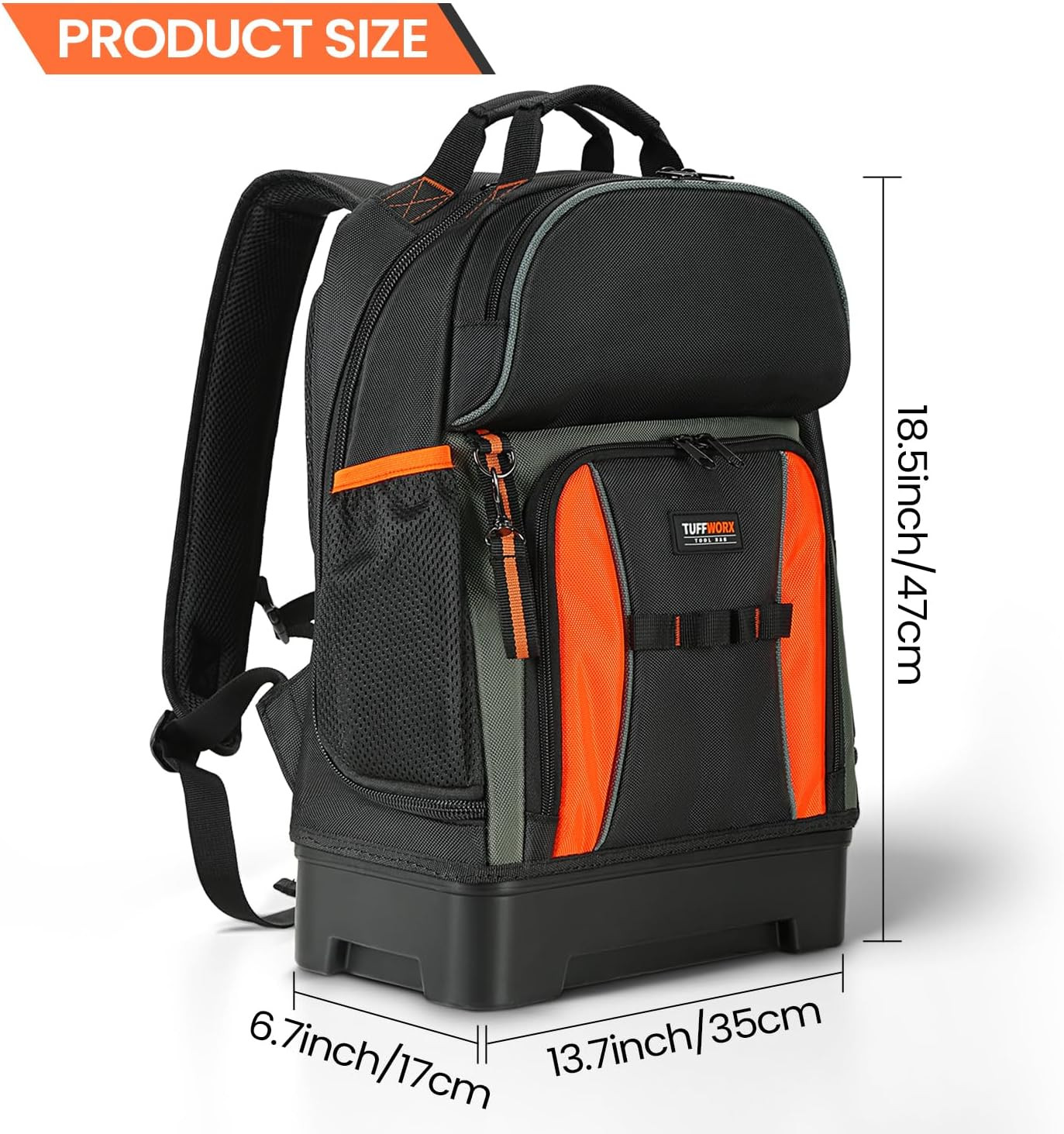 Heavy Duty Tool Bag with Multiple Compartments – Black & Orange Storage Solution