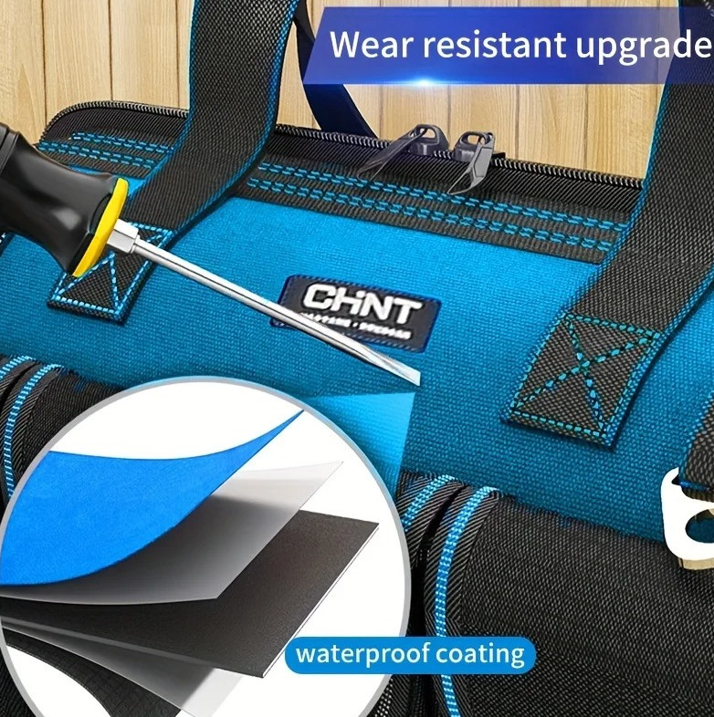 1pc Large Waterproof Multi-Pocket Tool Bag for Electrician & Mechanics – NEW