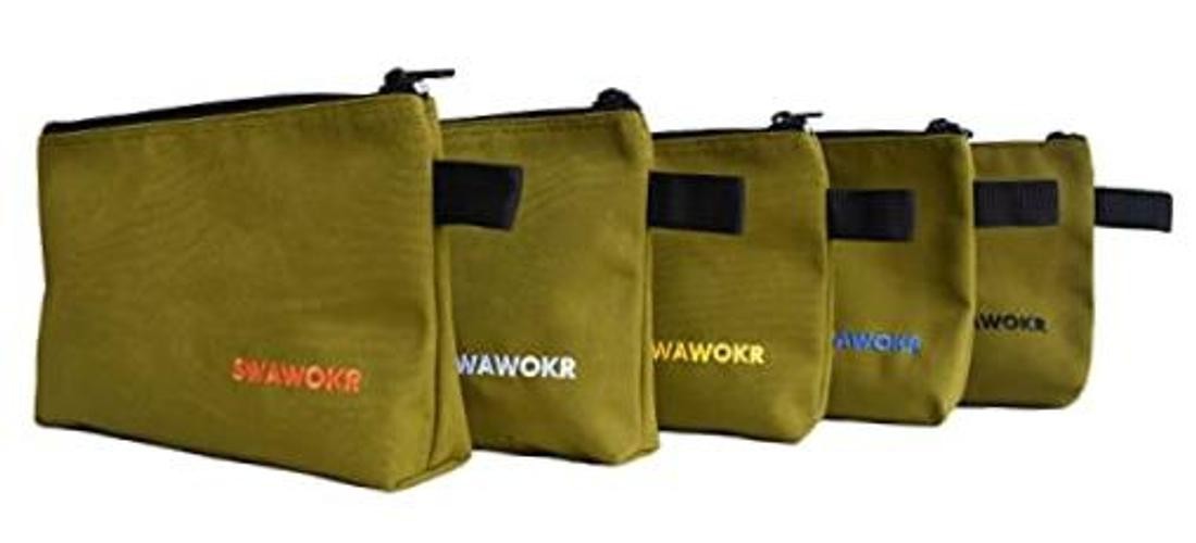 5 Pack 20 oz Canvas Zipper Tool Bags – Heavy Duty Utility Pouch – Water