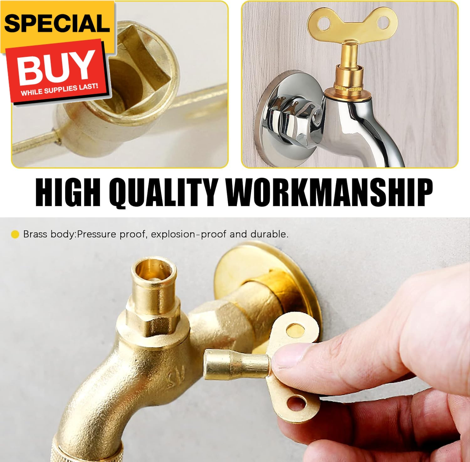 13 Pcs Utility Keys Kit Plumbers Key Tool Set 4 Way Service Cross Key, Triangle