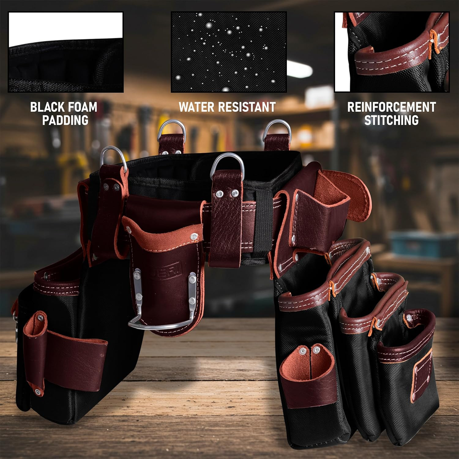 FUERI Professional Tool Belt with Pouches Nylon Leather for Carpenter