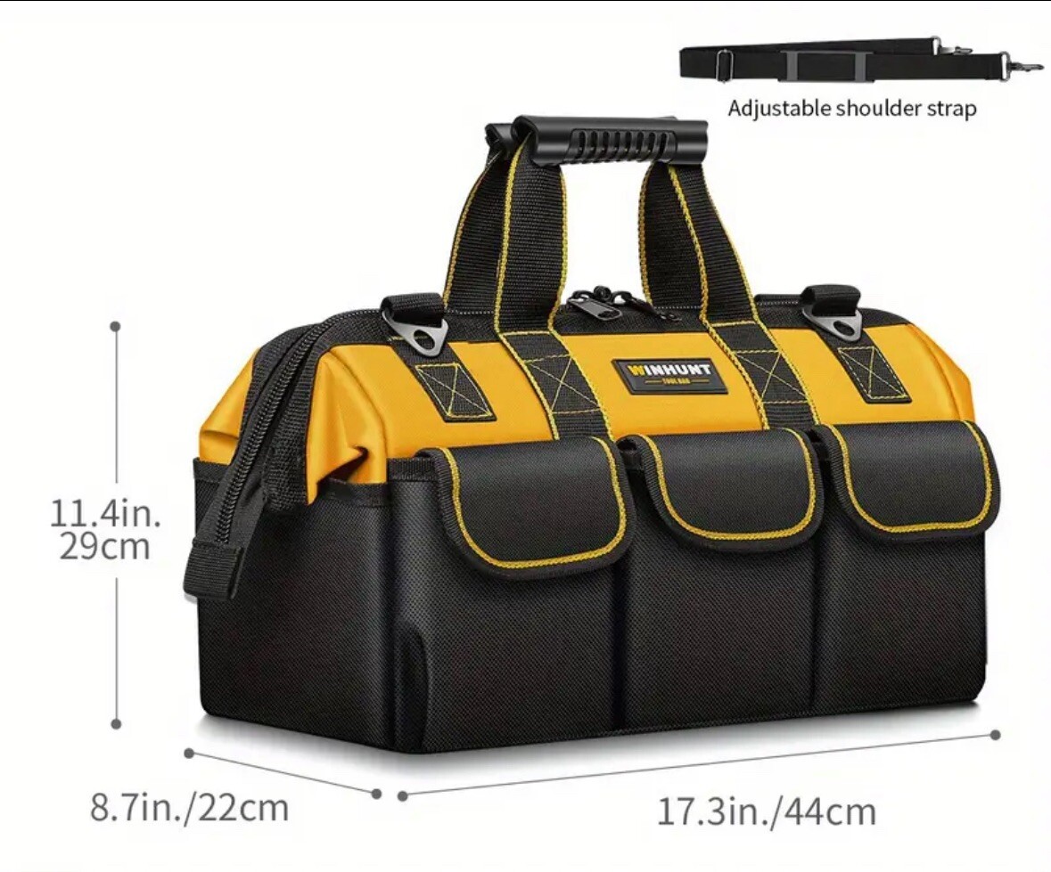 Tool Bag, 18-inch Wide Mouth Tool Organisers, 600 Denier Large Tool Bag