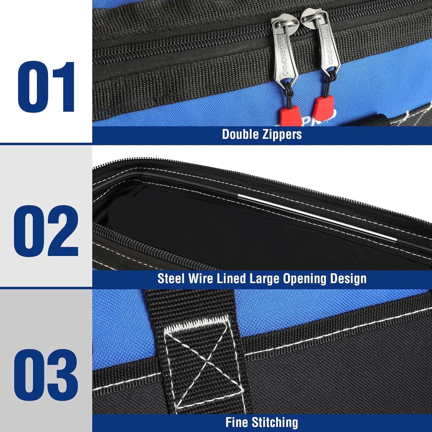 16-Inch Heavy-Duty Waterproof Tool Bag with Adjustable Strap for Easy Carrying