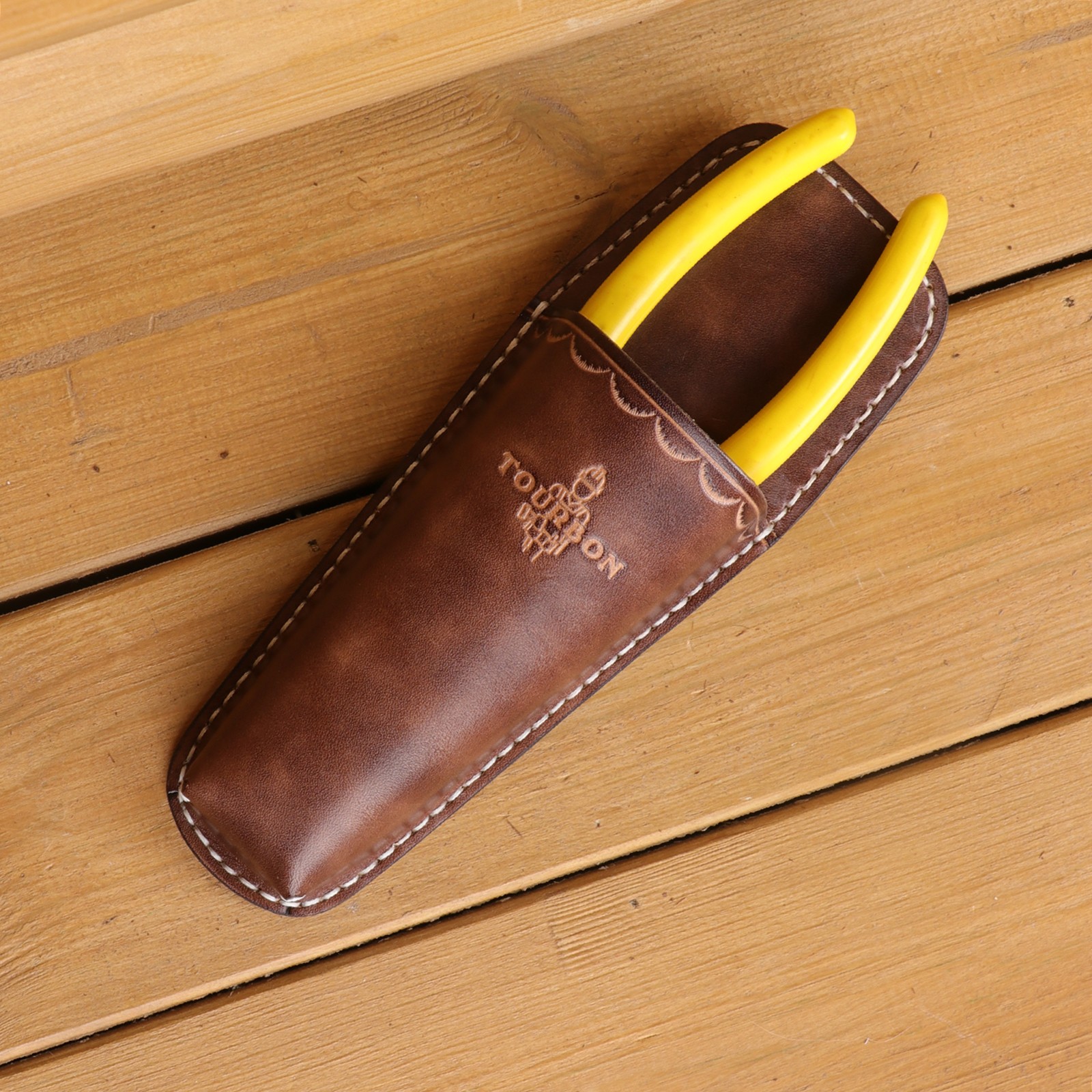 TOURBON Leather Plier Sheath Garden Tool Holder Shears Pruner Pouch Clip on Belt