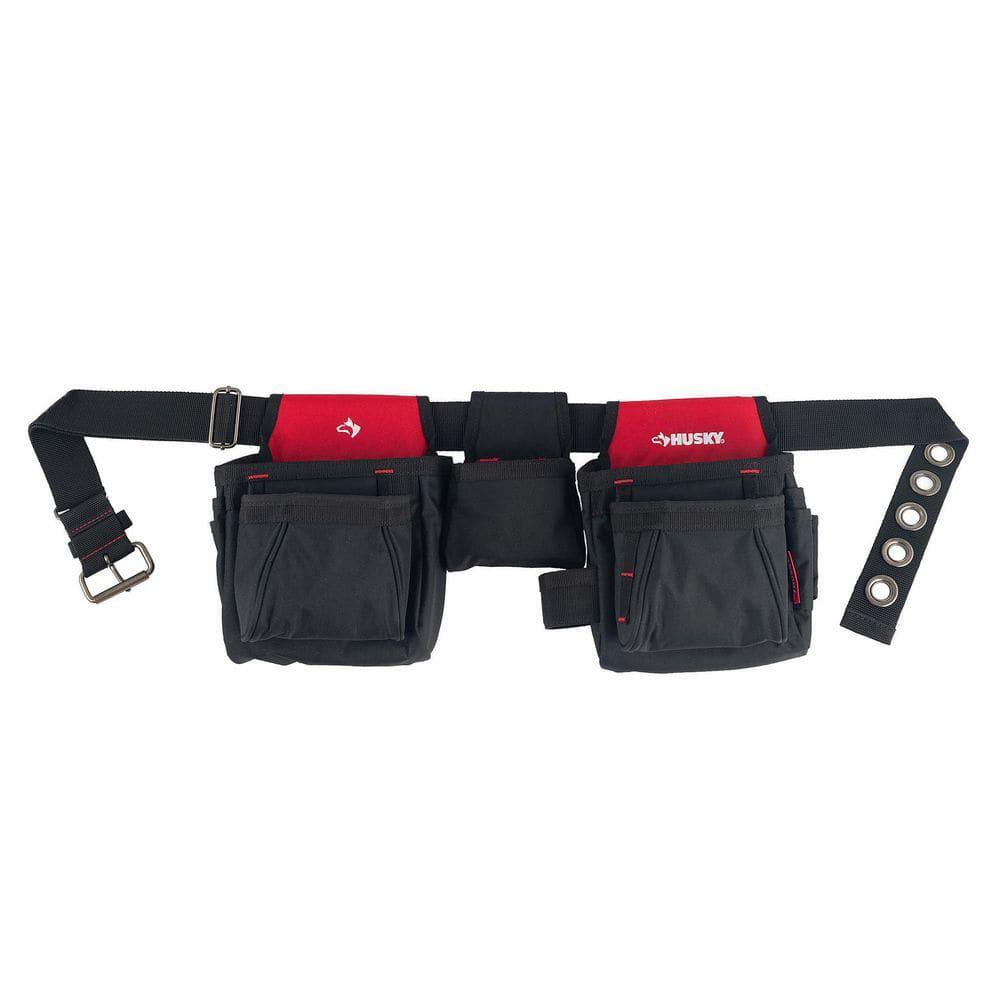 Handyman Tool Belt 2-Bag Work 15 Pocket Storage Hammer Loop Water Resistant