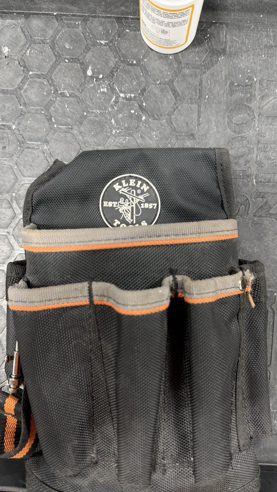 Klein Tools Tool Pouch Black/Orange/Gray Fabric With Multiple Pockets