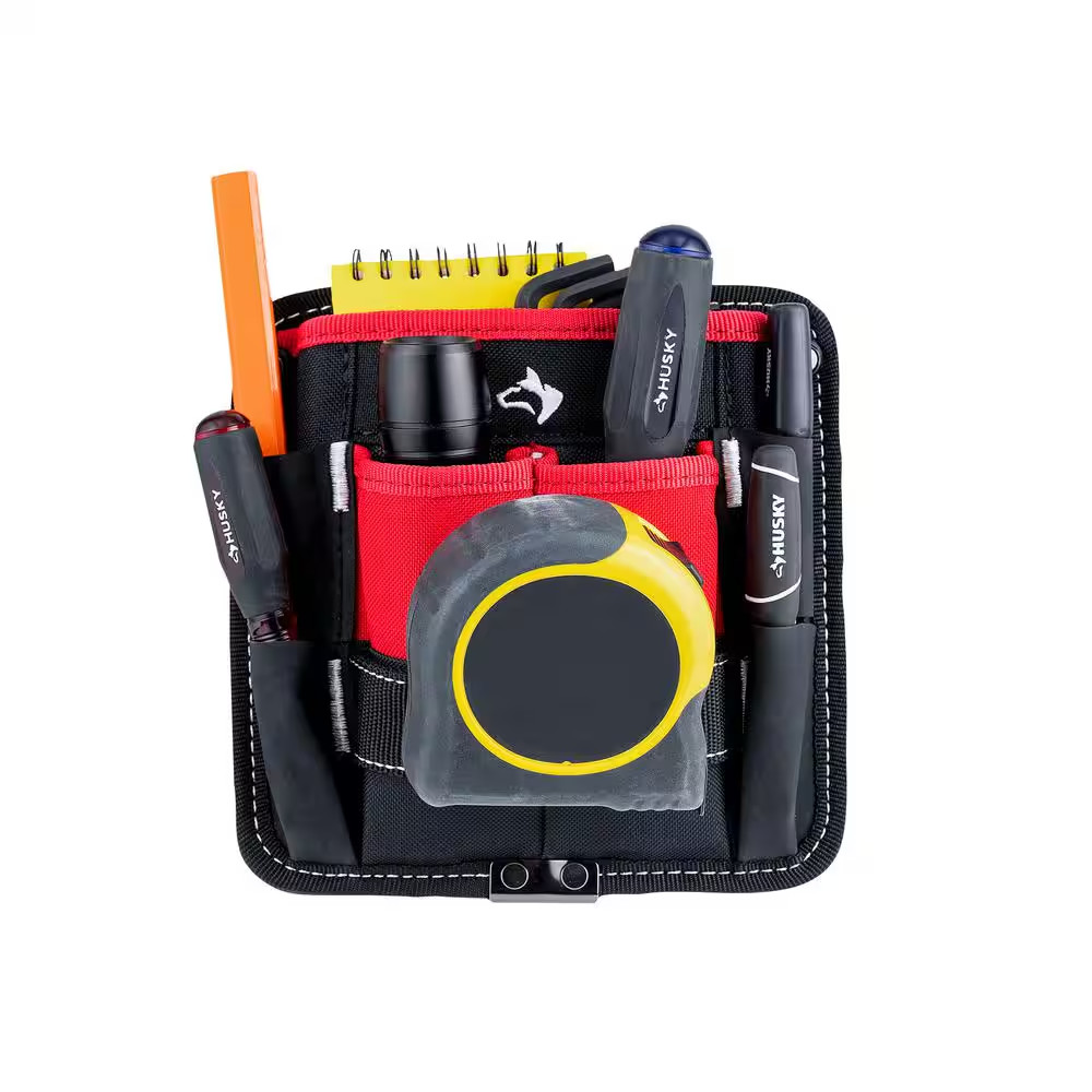 2 In. Quick Release Work Tool Belt with 7 In. 3-Pocket Clip on Tool Belt Pouch