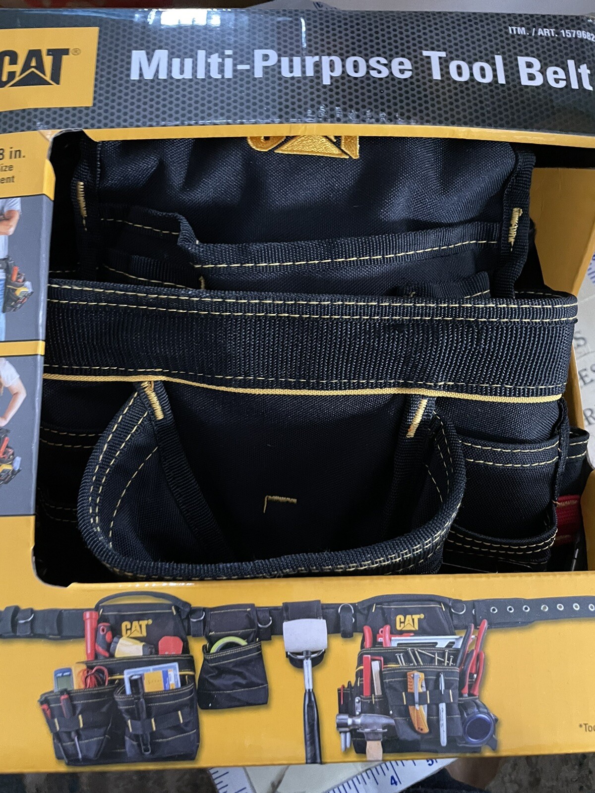 2X CAT CATERPILLAR Tool Belt Muti-Purpose 32 To 48 in 2-Bag 19-Pocket Constrc