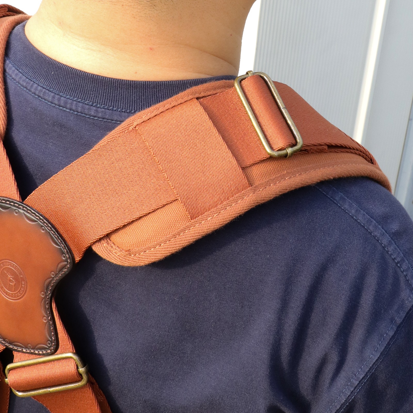 TOURBON Adjusted Tool Belt Suspenders- Leather Cross Patch-Padded Shoulder Strap