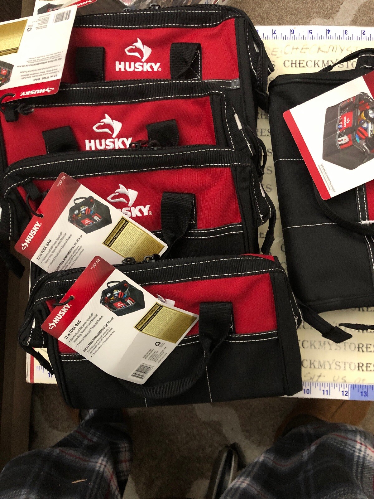 5X HUSKY 12 Inch Tool Bag Contractor’s Multi-Purpose Water-Resistant Tote