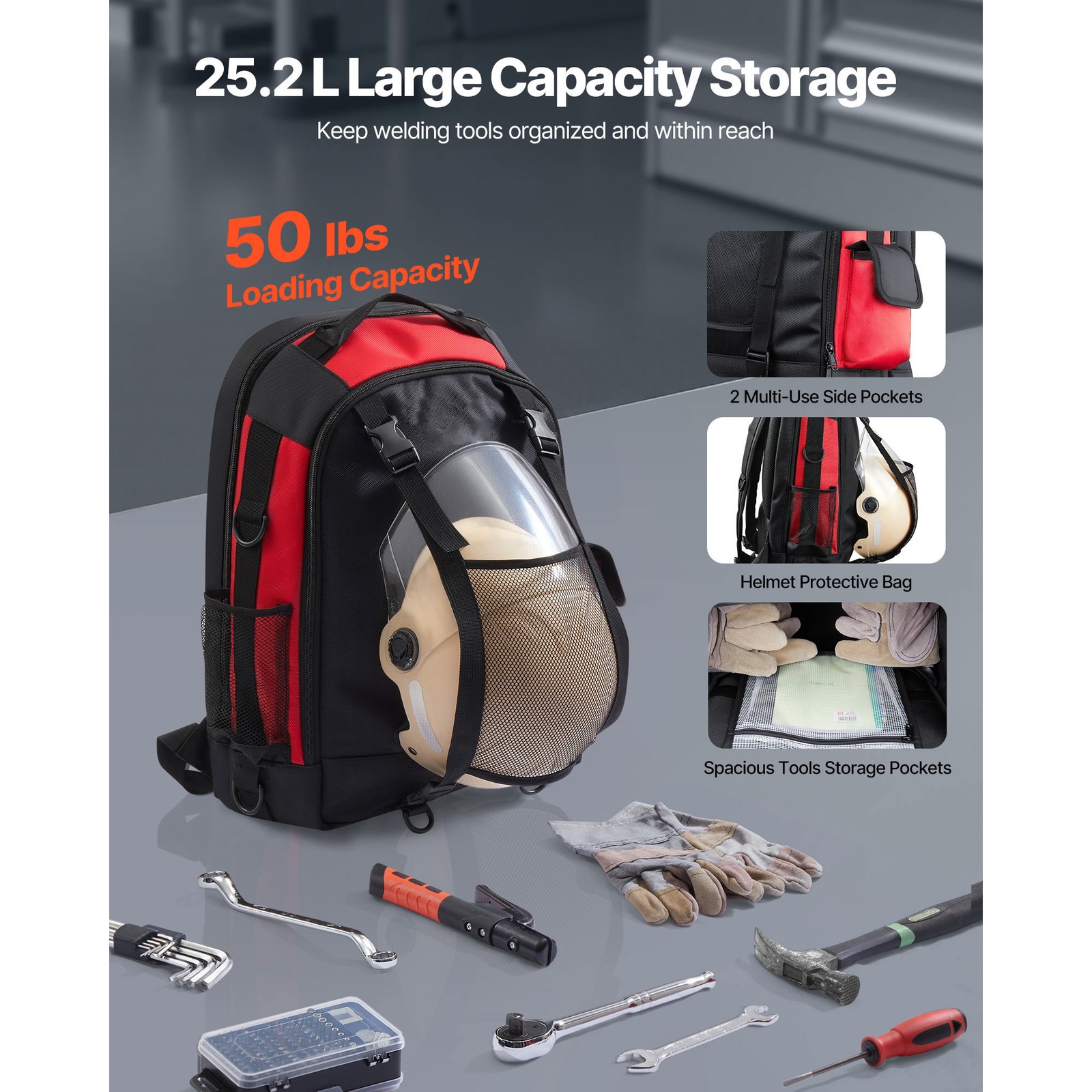 Uimoso 25.2L Welding Backpack, Durable 1680D Polyester for Tools & Helmet