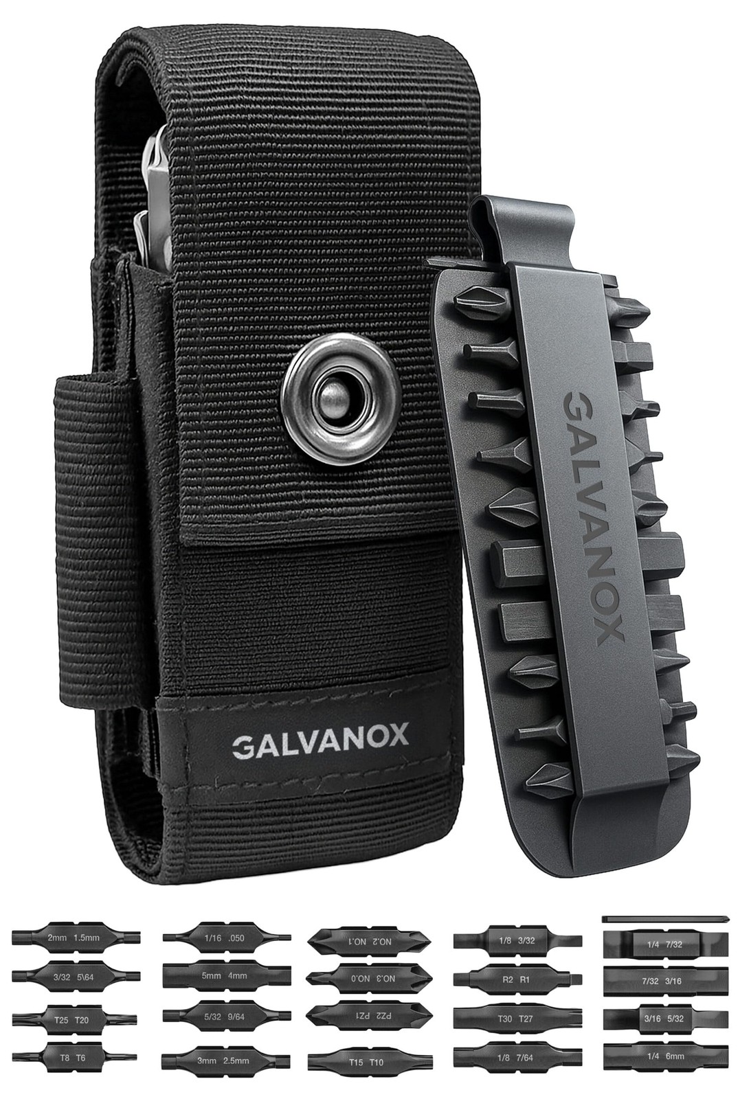 Nylon Sheath for MultiTools with 21 Flat End Screwdriver Bits and Holder Cas…