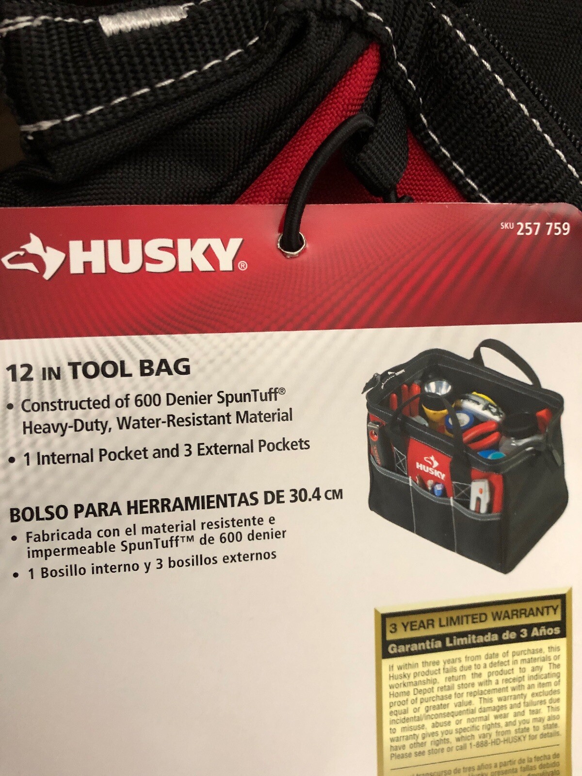 5X HUSKY 12 Inch Tool Bag Contractor’s Multi-Purpose Water-Resistant Tote