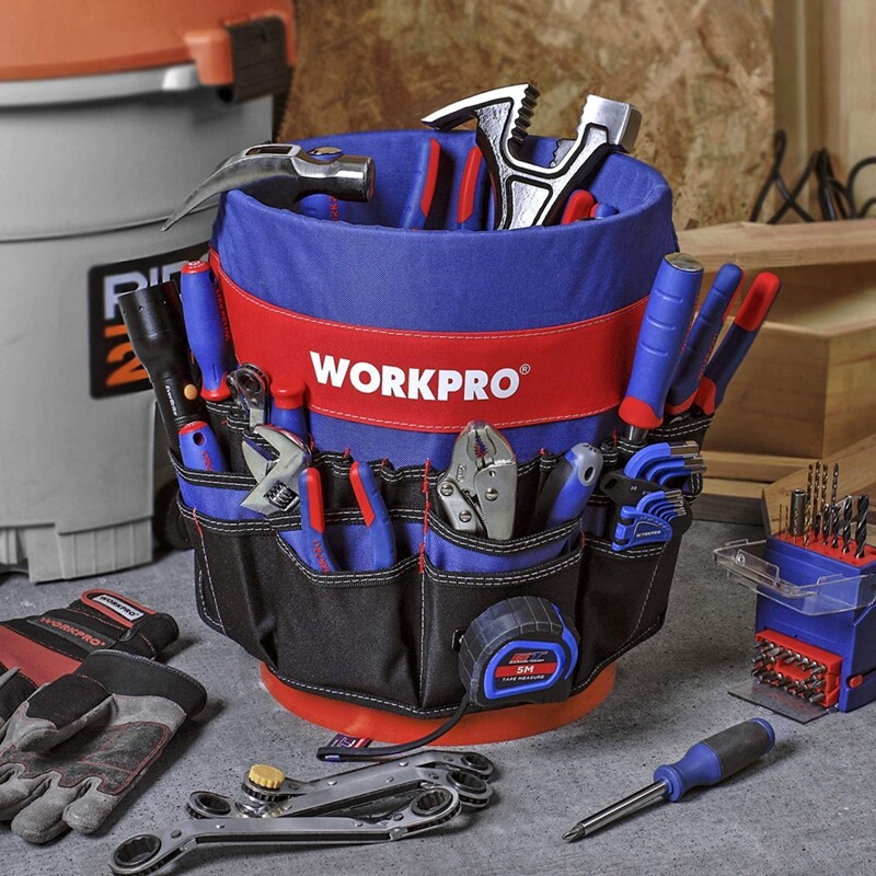 Bucket Tool Organizer Tool Storage Bag with 51 Pockets Fits 3.5-5 Gallons Bucket