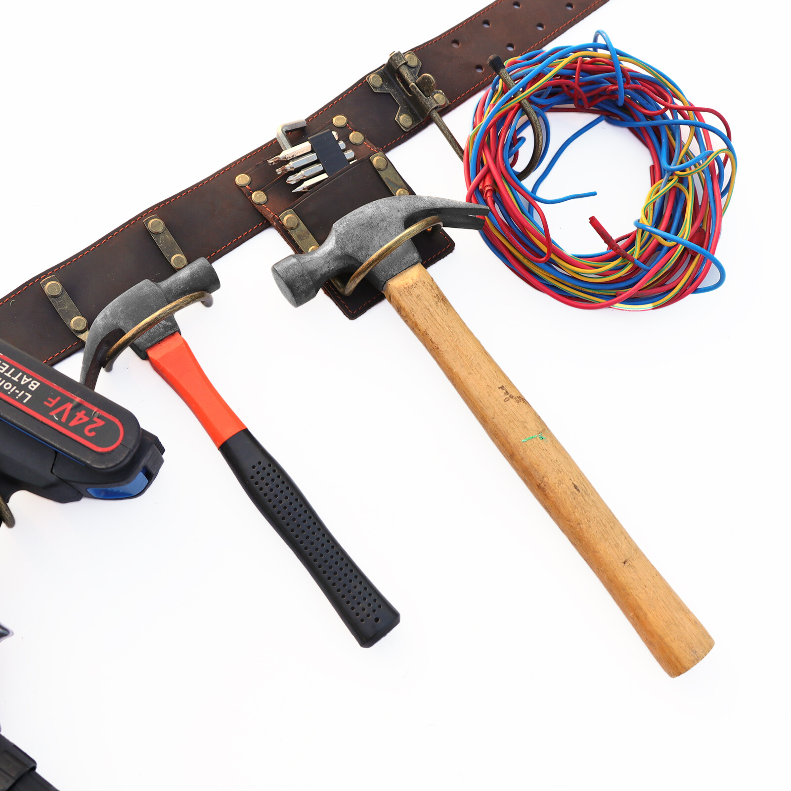 Leather 2inch Tools Belt Hammer Hooks Scaffolding Holder Drill Holster
