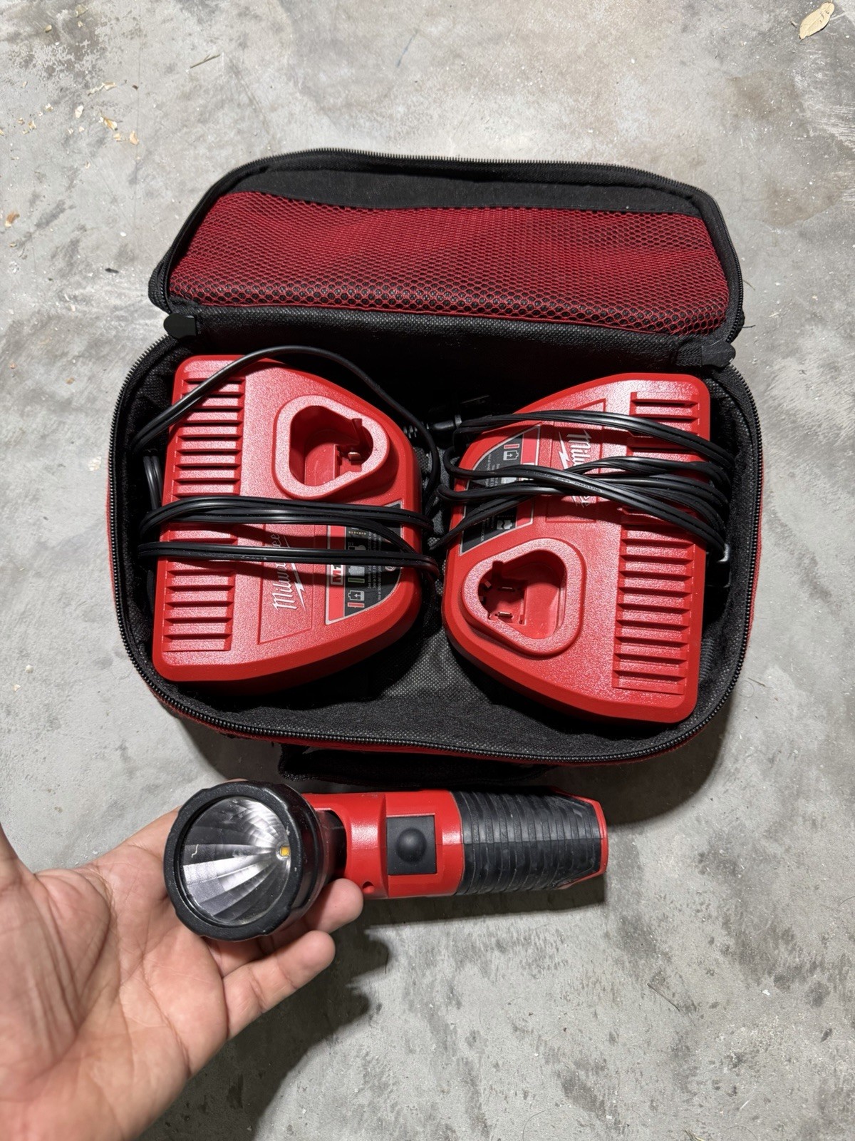 Milwaukee M12 chargers and 1 flashlight no battery included