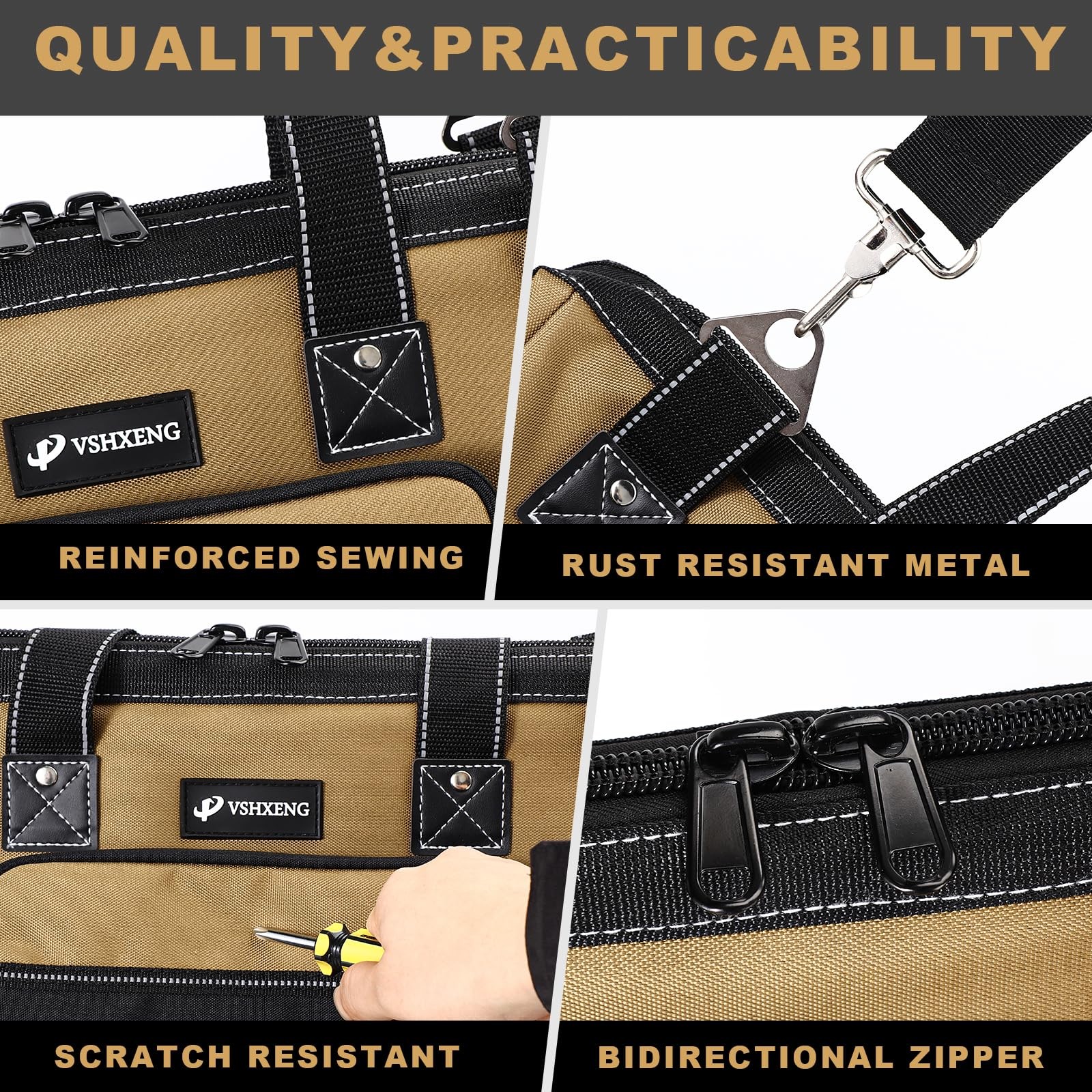 20 IN Large Tool Bag For Men Heavy Duty, Drill Bag Tool Bag Organizer, Wide M…