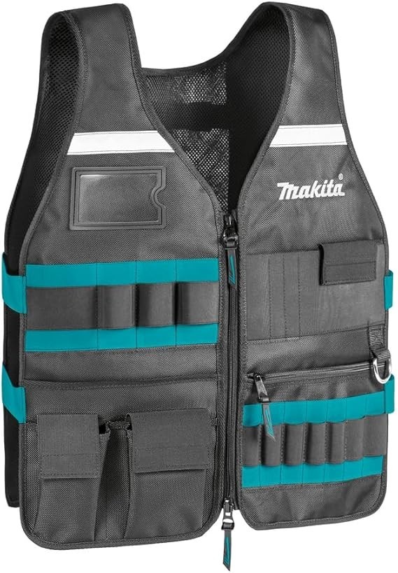 Makita E-05636 Worker Tool Vest for Carpenters , Manual Tool Holder Card Holder