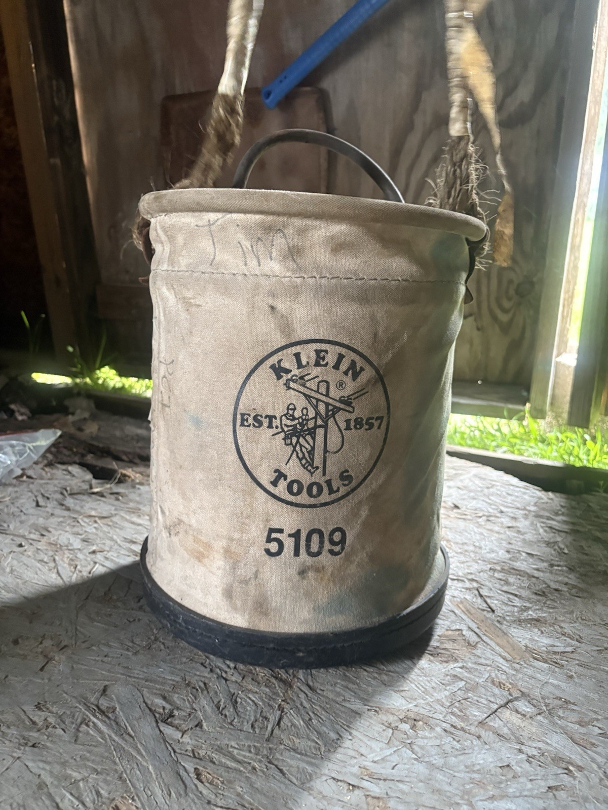 Klein Tools Canvas Tool Bucket Bag Model 5109 Large With Handle Beige/Black
