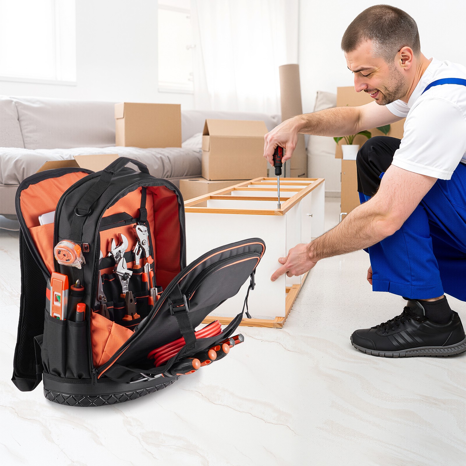 Uimoso Tool Backpack with 65 Pockets, Durable and Ideal for Electricians
