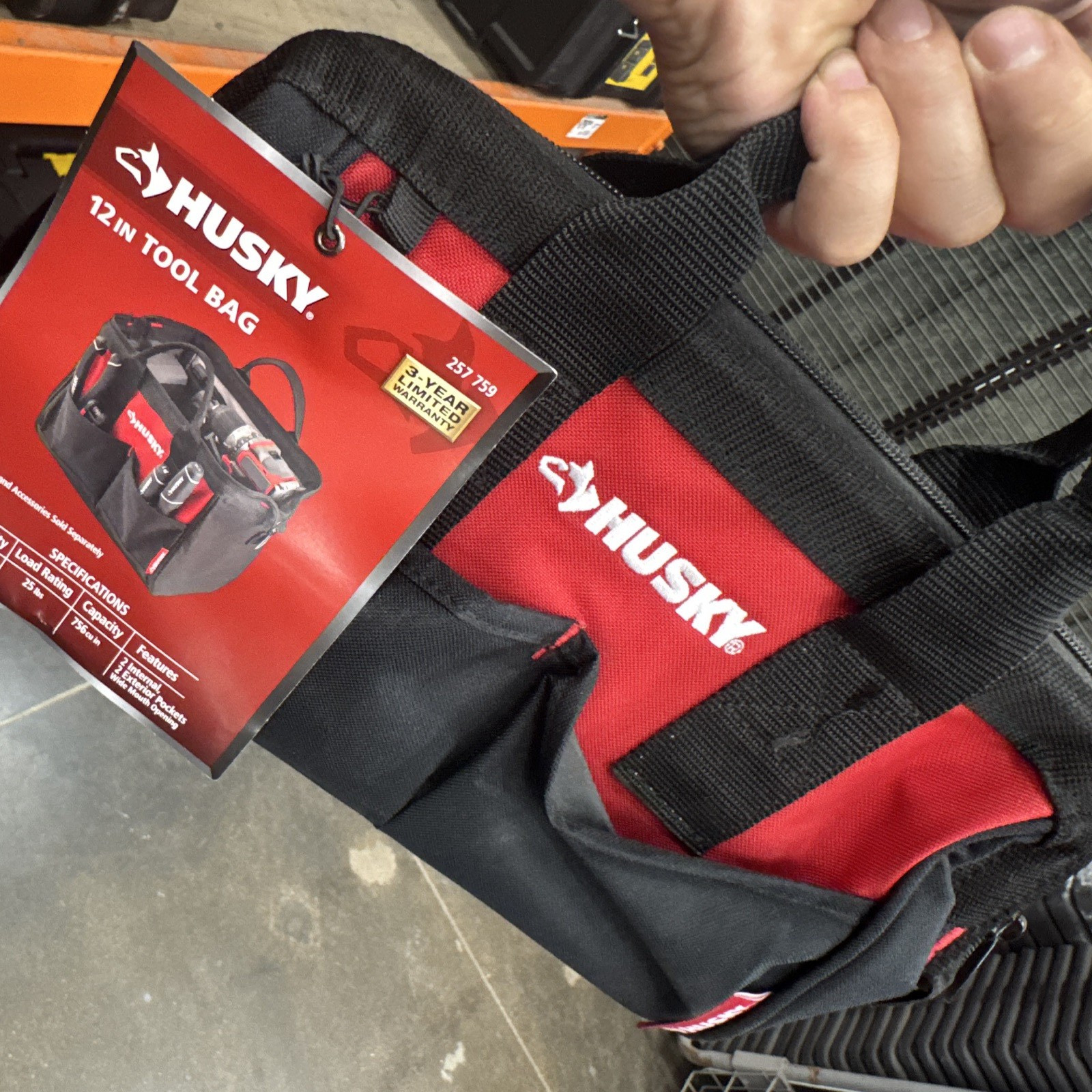 Husky 12 in Tool Bag w/ Handle Fabric Red/Black Model 257 759