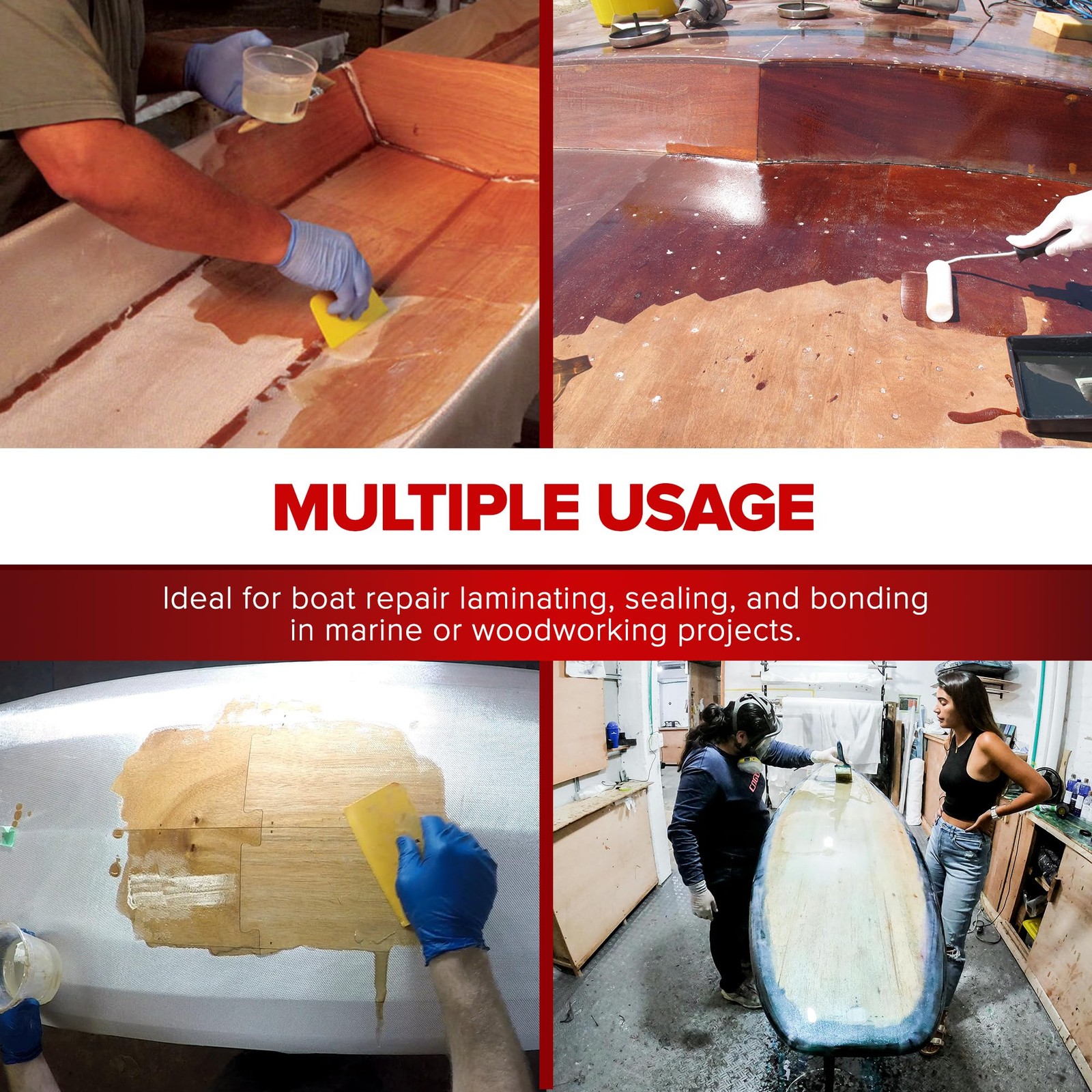 MAS Marine Epoxy Kit 1.5-Qt 2:1 Medium for Boat Wood Fiberglass Repair