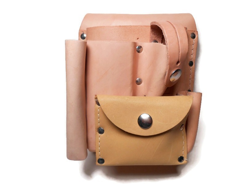 Leather Tool Holster 7-Pocket Surveyor’s Tool Pouch Top Grain Saddle Leather