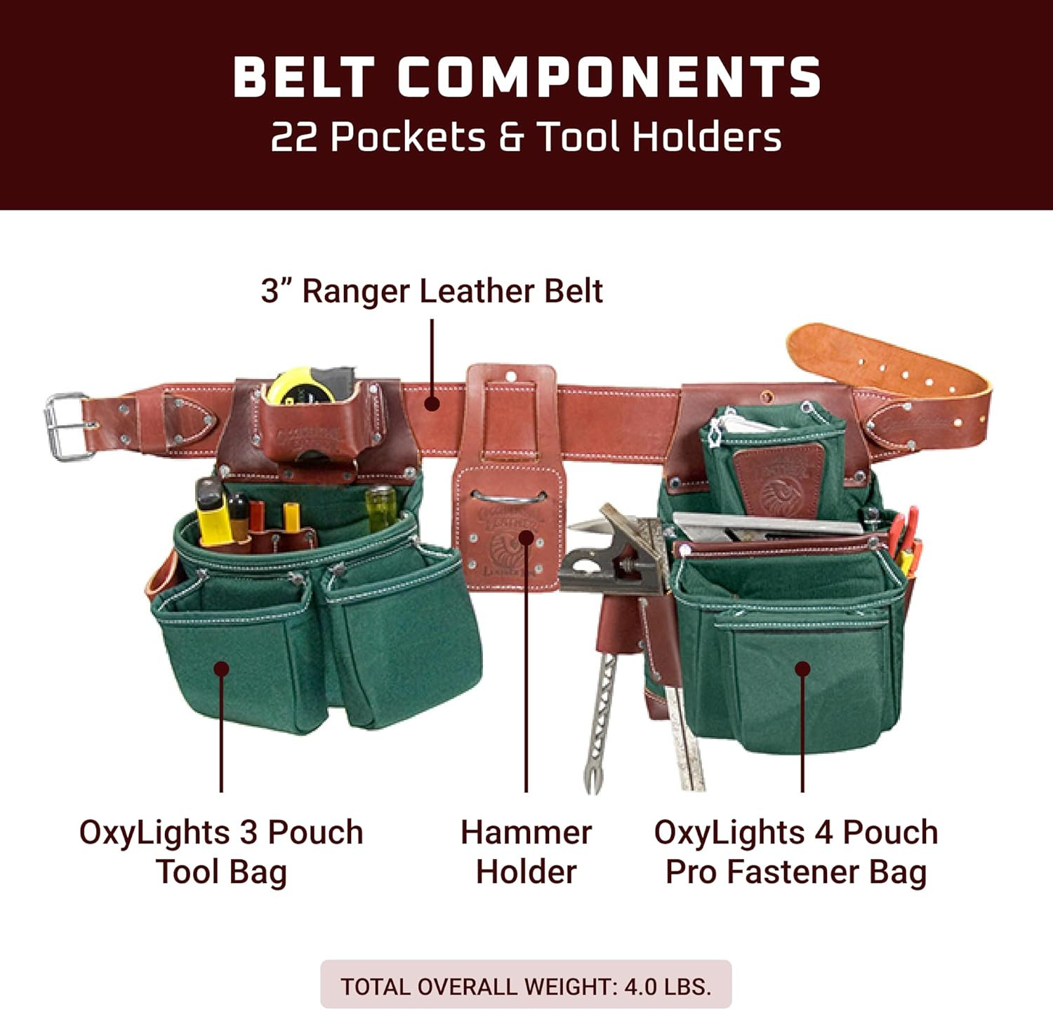 Oxylights X-Large Left Hand Framer Set – 22 Pockets, Made in USA