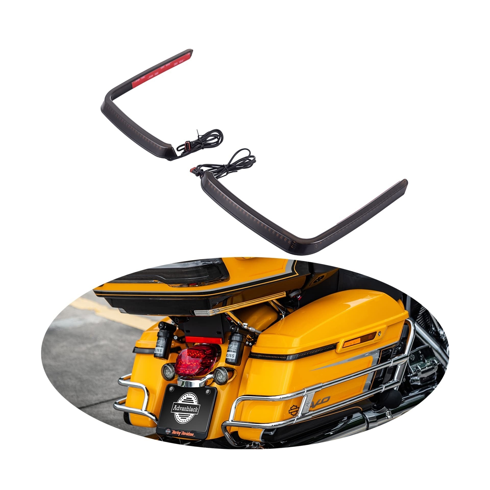 Advanblack Saddlebag Lights LED Hy-per Tail Light Fit for 2014+ Harley Tourin…
