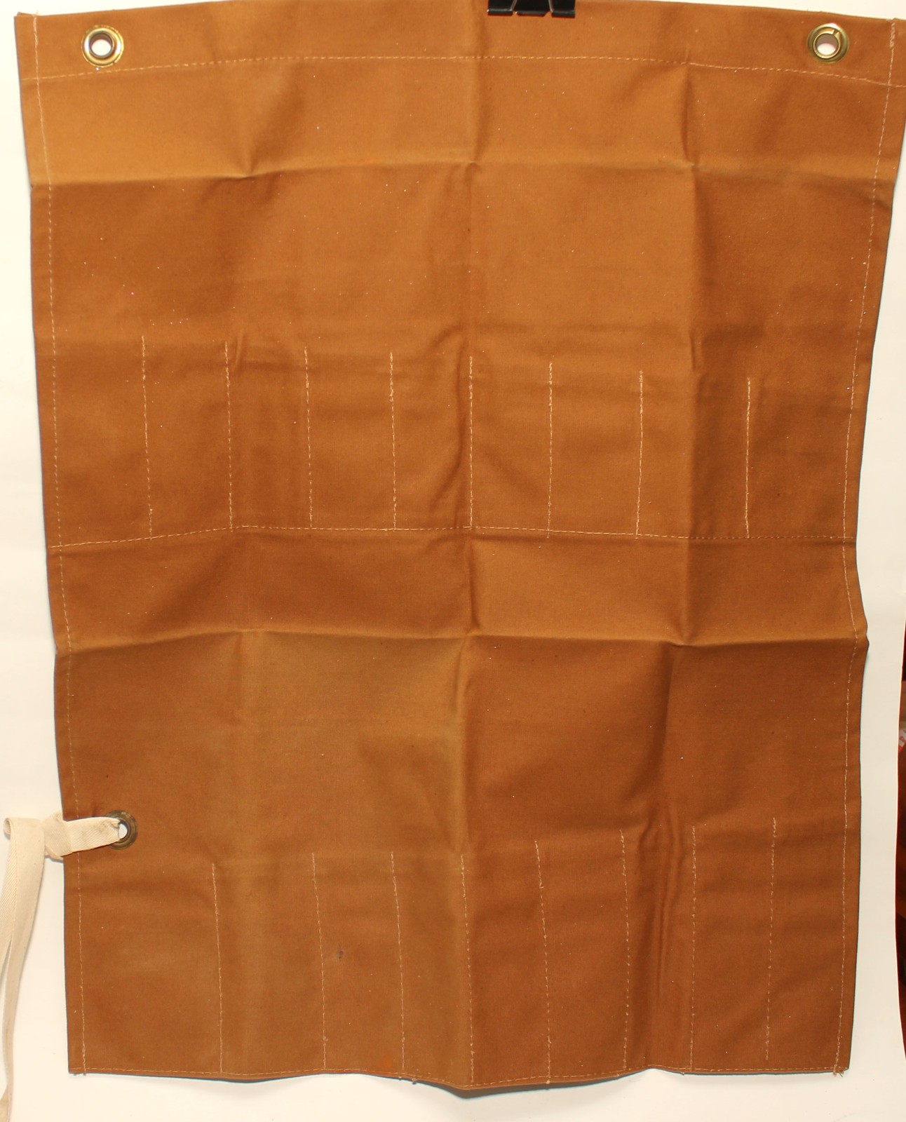 FISKARS Tan Canvas Tool Roll 18 Pockets 26″x20″ Brass Grommets Strap Made in USA