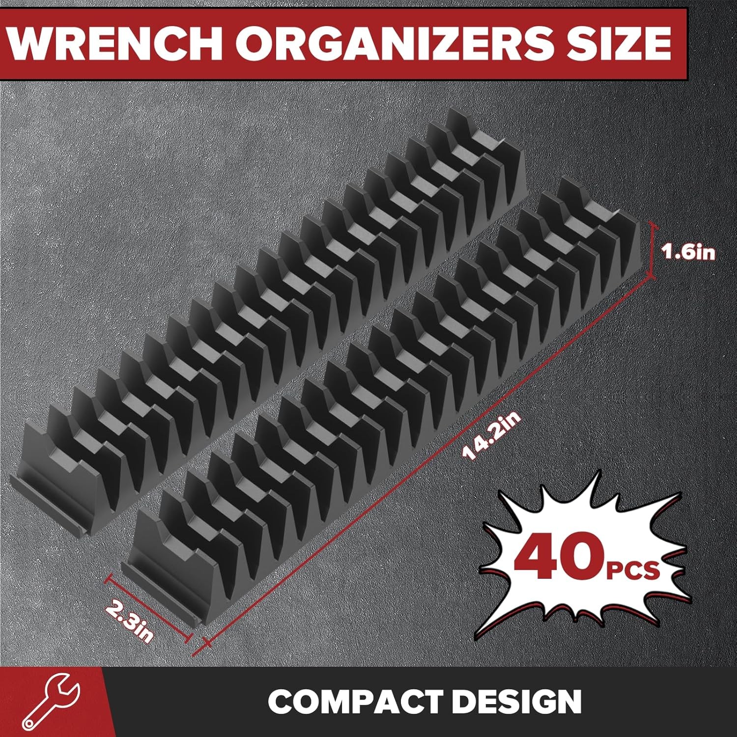 40PCS Modular Wrench Organizer Holder – Tool 40 PCS, Black