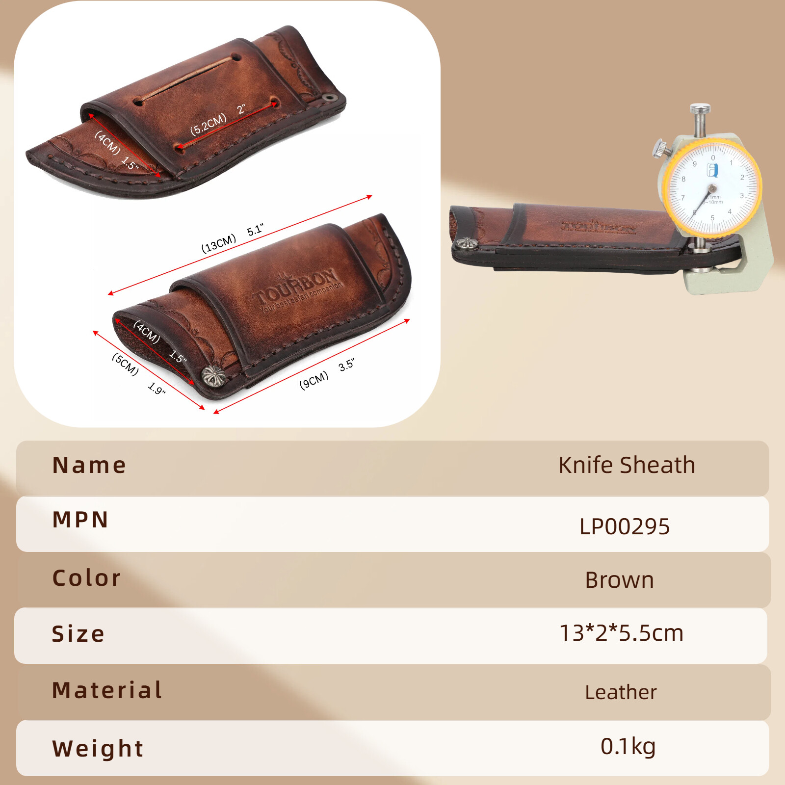Leather Knife Sheath for Fixed Blade Knives – Belt-Mounted Storage Pocket Case
