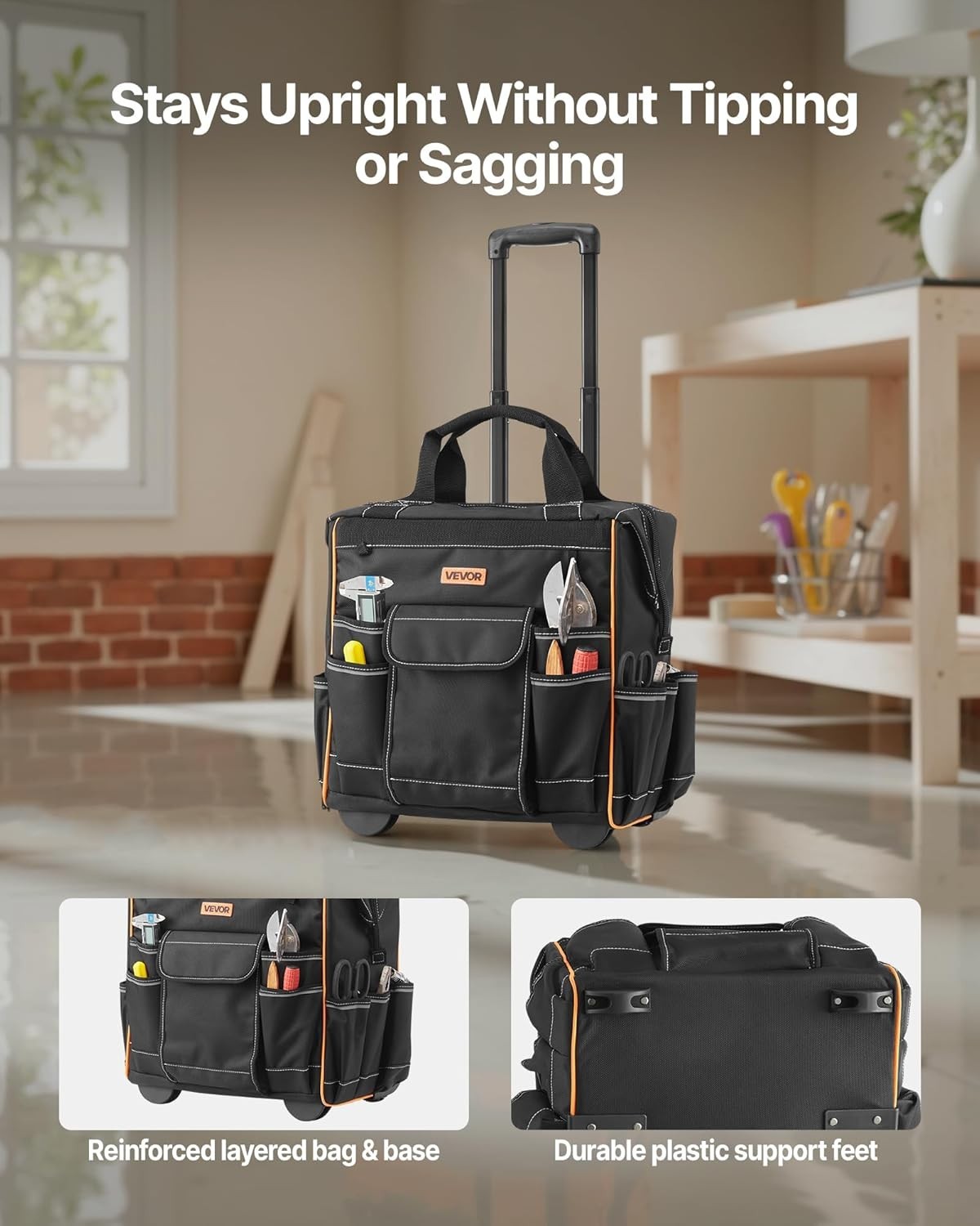 Water Resistant 15 Inch Roller Tool Bag with Durable Oxford Fabric for Tough Use