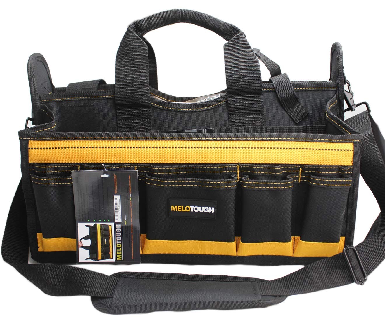 MELOTOUGH Electrician Tool Bag with shoulder strap 17 inch, HAVC Tool bag, Op…