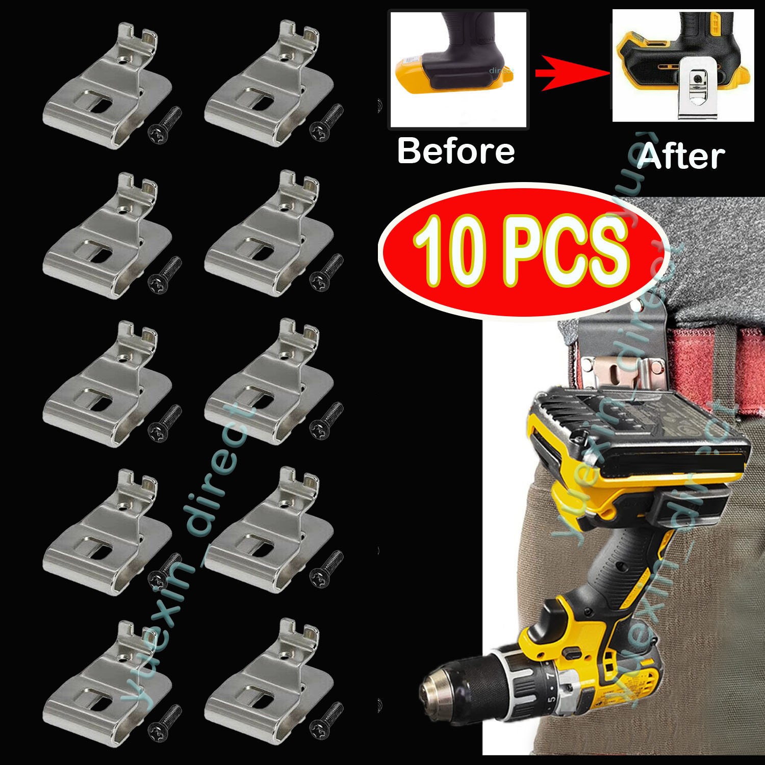 Power Tool Belt Clip Hook Cordless Drill Holder w/Screws For Dewalt 18/20V Tools